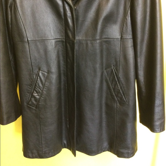 L Croft & Barrow black lambskin leather coat - Picture 5 of 16
